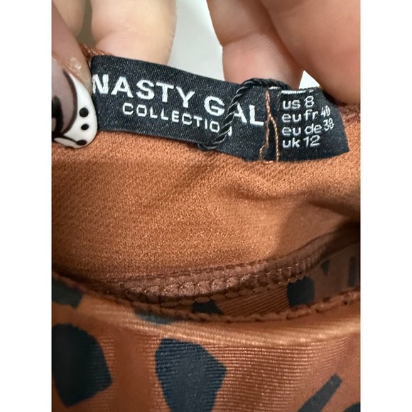 Nasty Gal Brown Animal Print Tank Bralette Bikini Top NWT Size US 8 Chic Swim - Picture 5 of 6